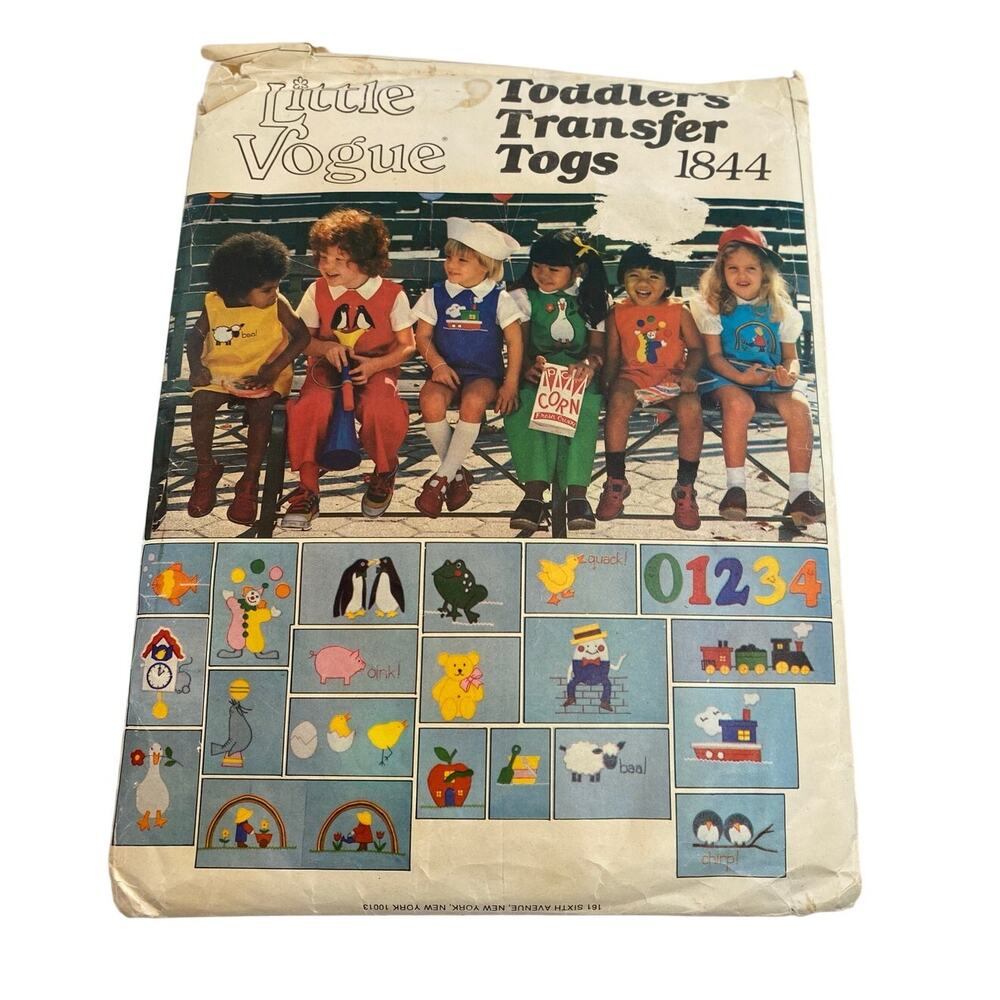 Little Vogue 1844 Toddler Sz 2 Transfer Tog Jumper Bloomer Sewing Pattern UC FF